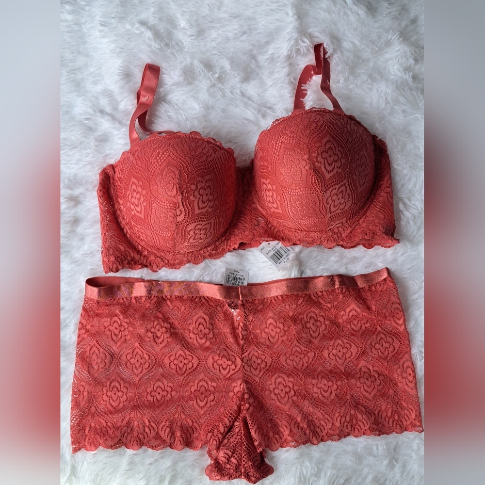Lace Padded 2Pcs Bras & Lace Undies Set 44D  NWT